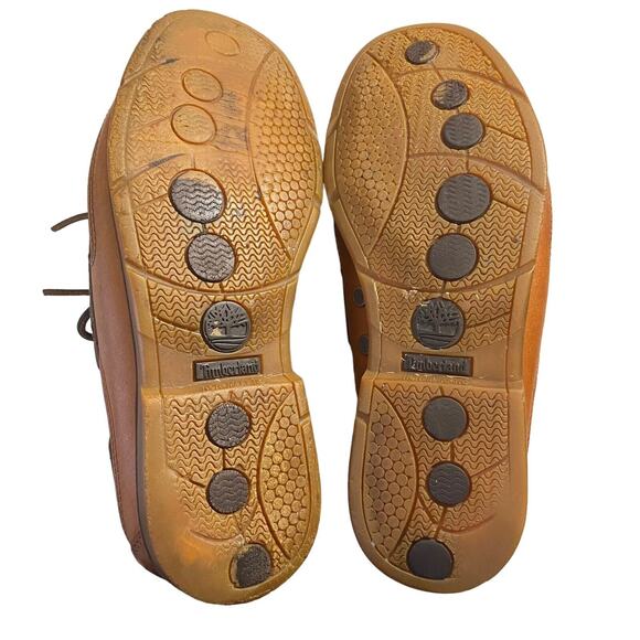 Timberland Shoes Mens 8.5M Chestnut Brown Leather Mock Toe 2 Eye Boat Shoes - Picture 9 of 11